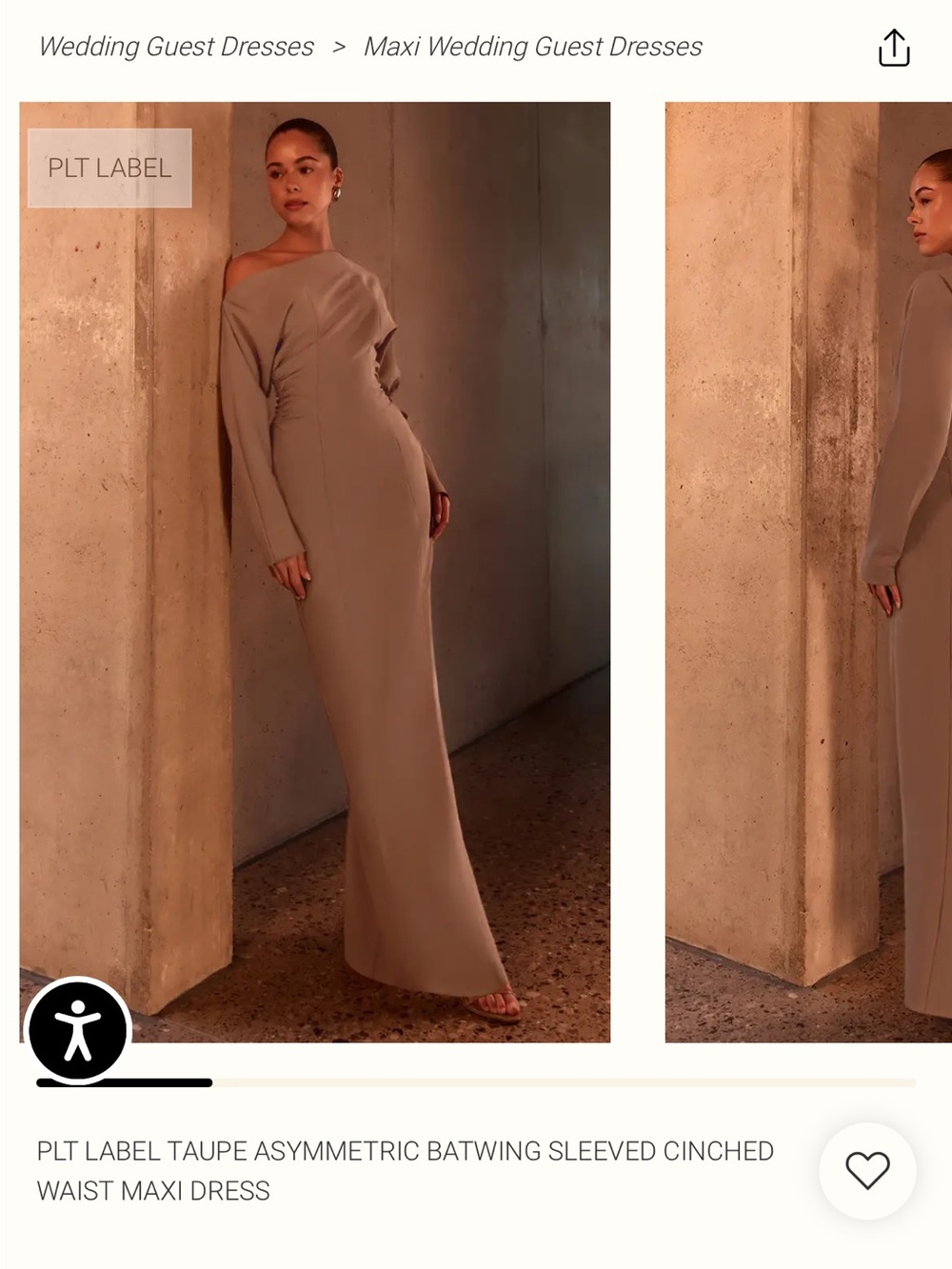 PrettyLittleThing Taupe One-Shoulder Batwing Maxi Dress